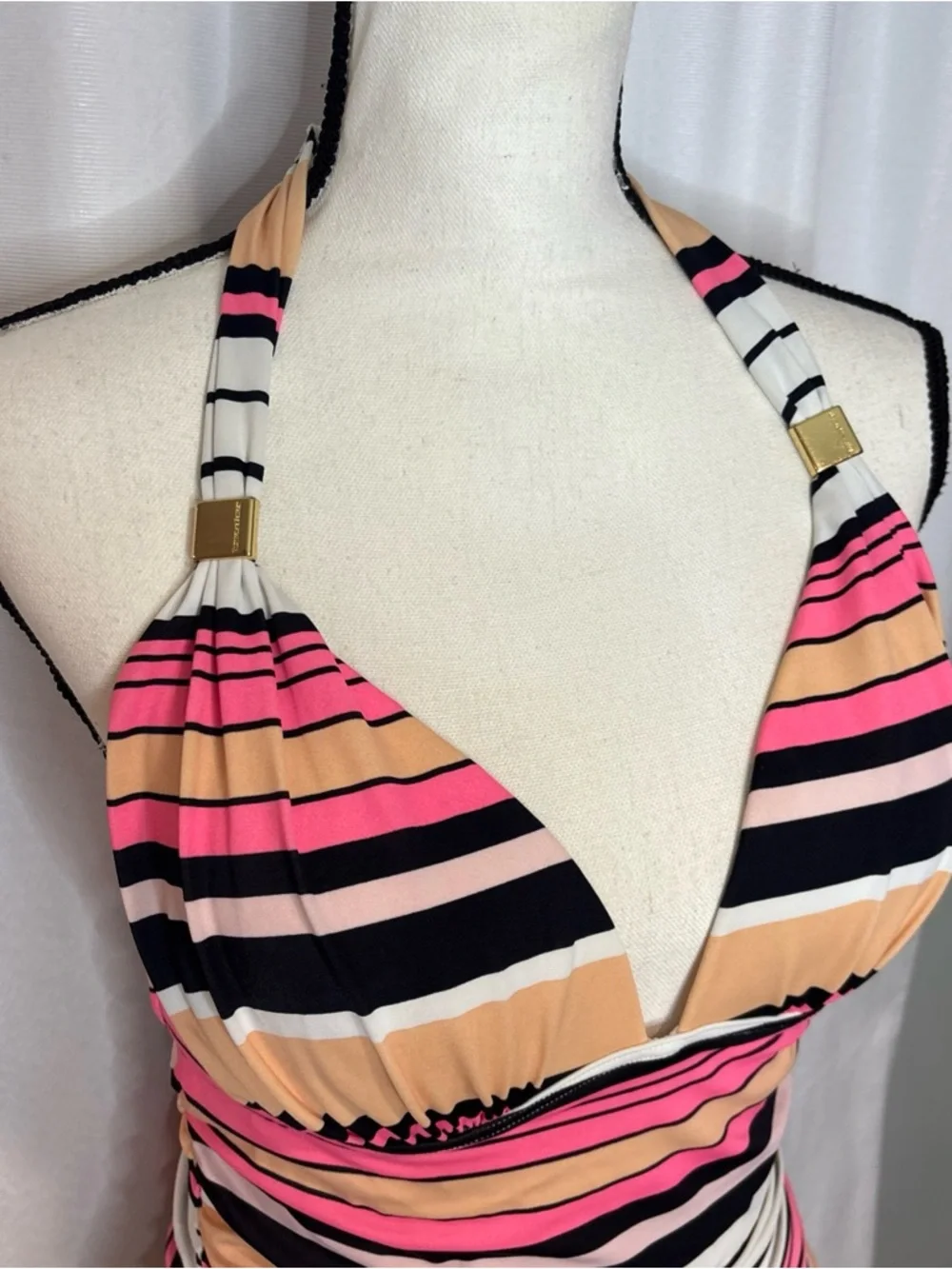 Victoria’s Secret swim Striped Halter One-Piece Swimsuit size large - Picture 2 of 11